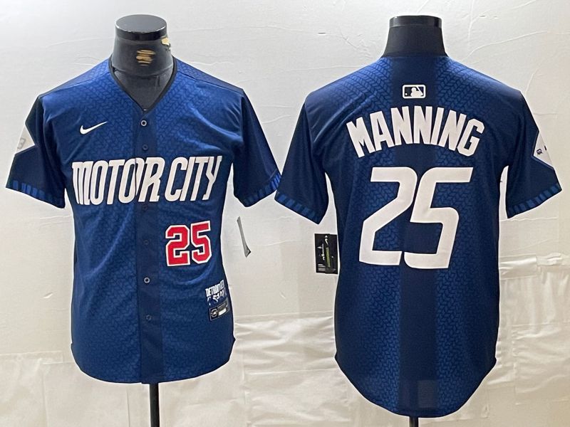 Men Detroit Tigers #25 Manning Blue City Edition Nike 2024 MLB Jersey style 2